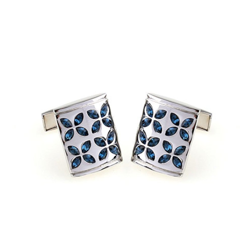 NEW Blue Faceted Swarovski® Crystal Flower Cufflinks